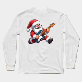 Santa Claus Playing Electric Guitar Long Sleeve T-Shirt